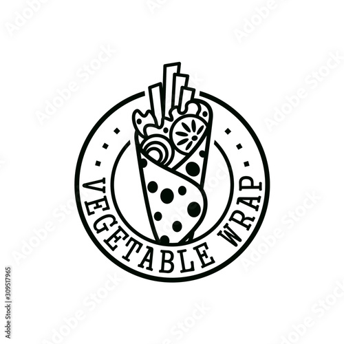 VEGETABLE WRAP in round Line art illustration. vector, logo.