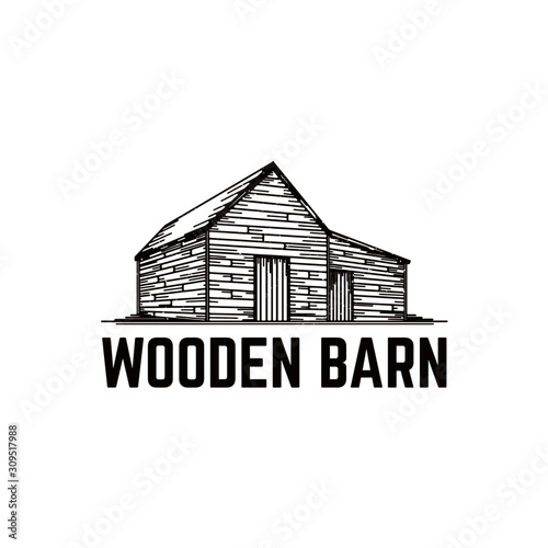 Old Wooden Barn Vector Illustration photo