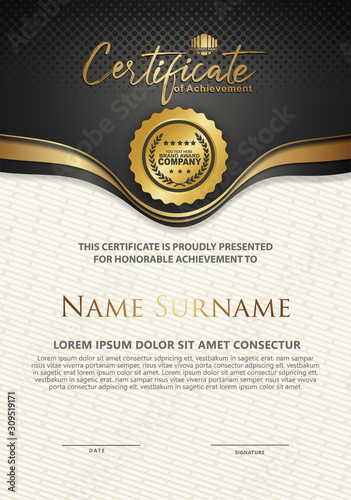 Certificate template with luxury and elegant texture modern pattern, diploma, Vector illustration