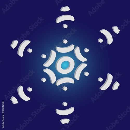 Fototapeta Naklejka Na Ścianę i Meble -  Paper cut isolated snowflake on blue background.