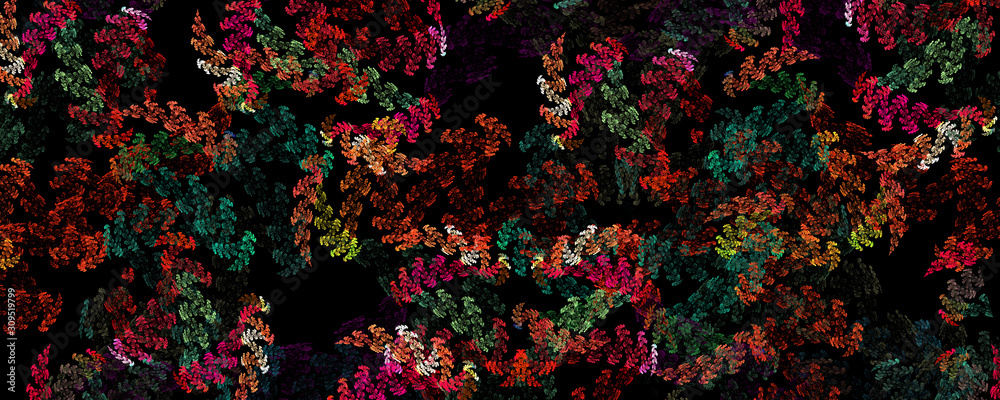 Abstract colorful leaves painting on black background Abstract colorful leaves painting on black background