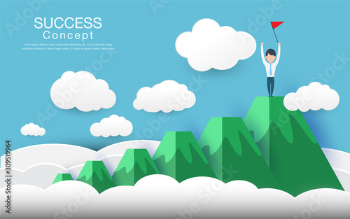 people running up a mountain, leadership, teamwork, success concept