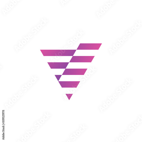 Linear sliding letter V logo design