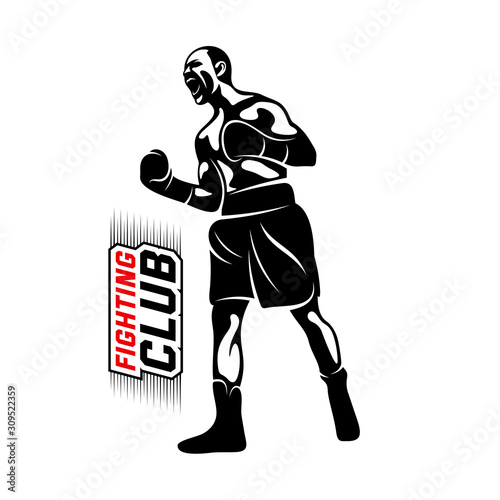 Fight Player logo design vector, boxing logo template, muay thai kick boxing logo vector, Combat Sport and Fitness Emblem with a Fighter., Muay Thai Training Center, Illustration, Creative design