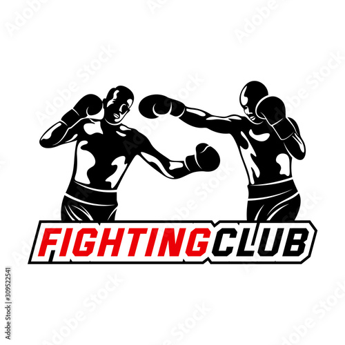 Fight Player logo design vector, boxing logo template, muay thai kick boxing logo vector, Combat Sport and Fitness Emblem with a Fighter., Muay Thai Training Center, Illustration, Creative design