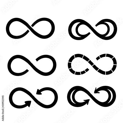 Infinity symbols. Eternal, limitless, endless, life logo or tattoo concept.hand drawn doodle style vector isolated