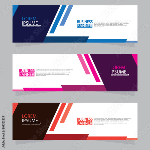 Vector abstract design web banner template.Abstract geometric web banner template on grey background.Modern banner.