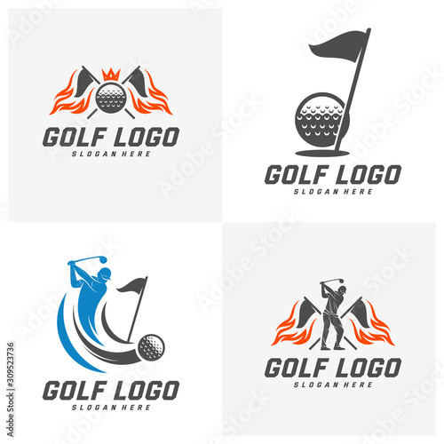 Set of Golf logo design vector template, Vector label of golf, Logo of golf championship, illustration, Creative icon, design concept