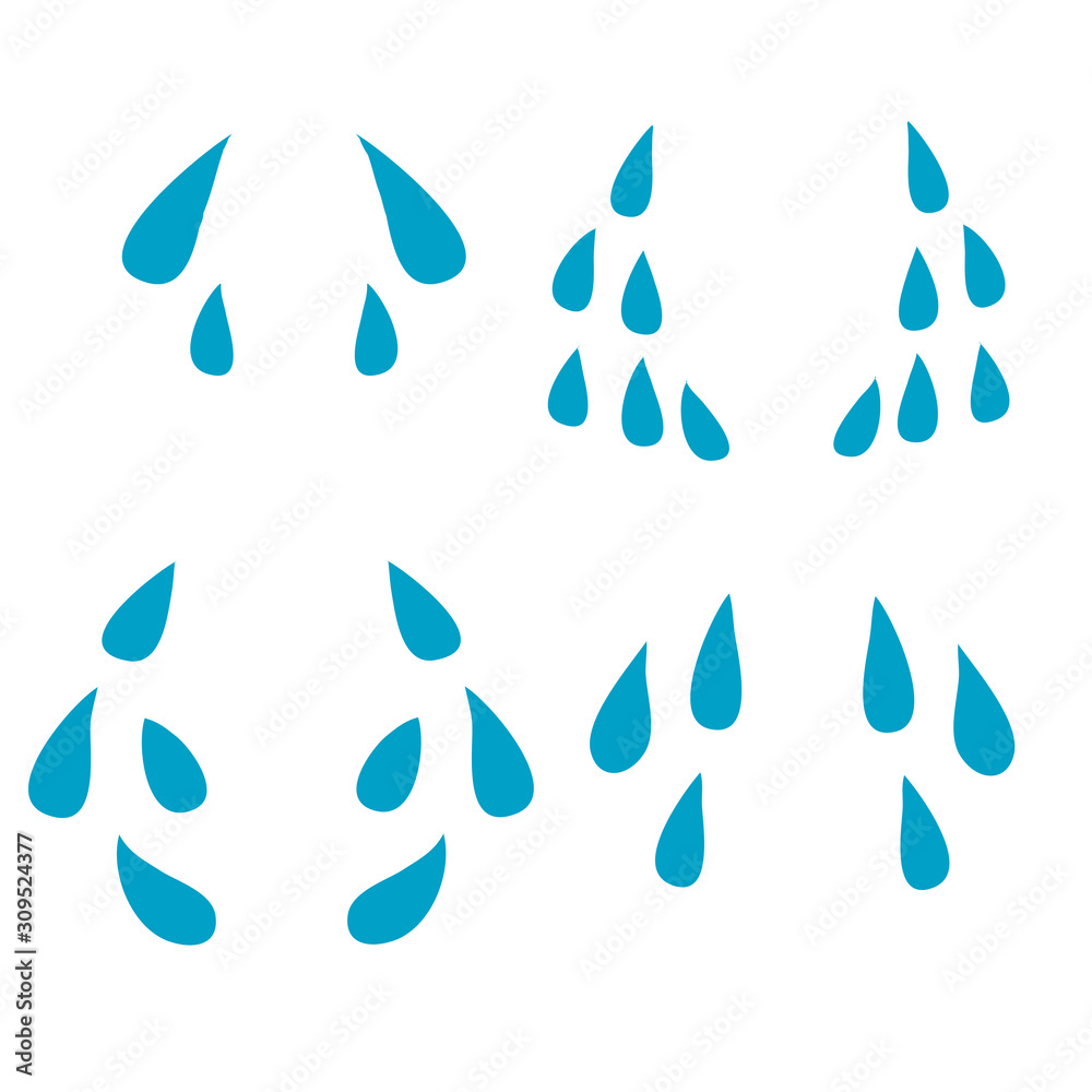 hand drawn Cartoon cry tears icon set. Tear drops symbols isolated on white background doodle hand drawn Cartoon cry tears icon set. Tear drops symbols isolated on white background doodle
