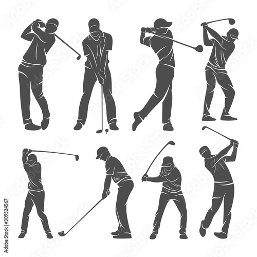 set of Golf Player logo design vector template, Vector label of golf, Logo of golf championship, illustration, Creative icon, design concept
