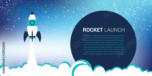 Launch your business concept banner with blue color theme