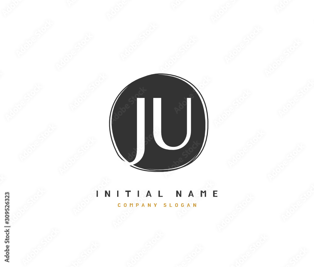 J U JU Beauty vector initial logo, handwriting logo of initial signature, wedding, fashion, jewerly, boutique, floral and botanical with creative template for any company or business.