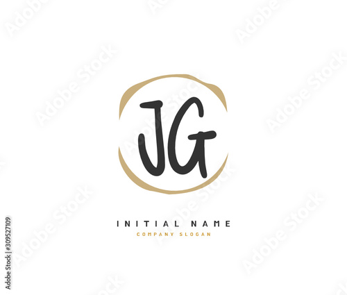 J G JG Beauty vector initial logo, handwriting logo of initial signature, wedding, fashion, jewerly, boutique, floral and botanical with creative template for any company or business.