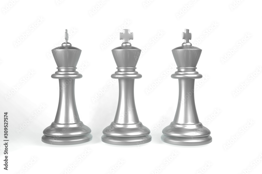 Set of chess checkmate concept .3D rendering illustration of silver metallic chess figures with major and minor pieces isolated on white background . High resolution 3D render image Set of chess checkmate concept .3D rendering illustration of silver metallic chess figures with major and minor pieces isolated on white background . High resolution 3D render image