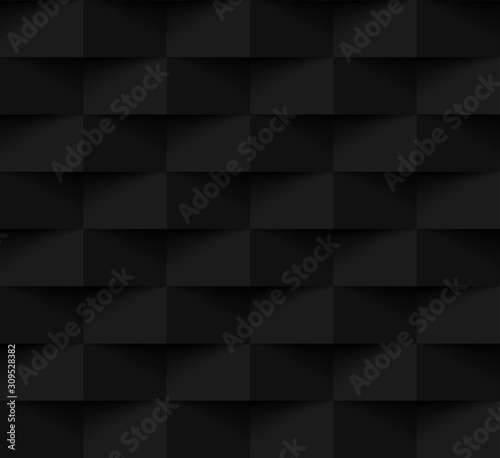 Fototapeta Naklejka Na Ścianę i Meble -  Seamless black modern modern square texture background, Abstract 3d paper art style pattern