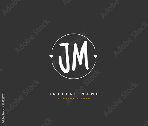 J M JM Beauty vector initial logo  handwriting logo of initial signature  wedding  fashion  jewerly  boutique  floral and botanical with creative template for any company or business.
