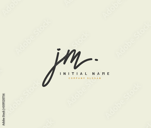 J M JM Beauty vector initial logo, handwriting logo of initial signature, wedding, fashion, jewerly, boutique, floral and botanical with creative template for any company or business.