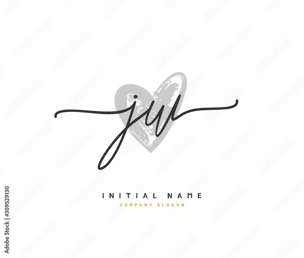 Obraz premium J W JW Beauty vector initial logo, handwriting logo of initial signature, wedding, fashion, jewerly, boutique, floral and botanical with creative template for any company or business.