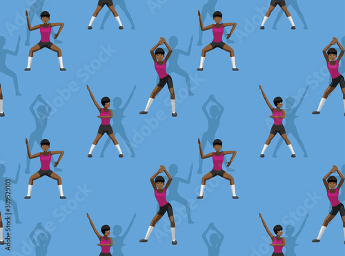 Zumba Dance Black Girl Seamless Background Wallpaper-01