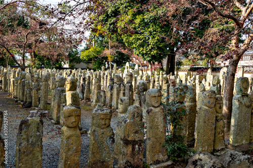 Stone images of the Buddha at Rakan-ji temple in Kasai city, Hyogo prefecture, Japan photo