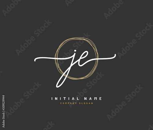 J E JE Beauty vector initial logo, handwriting logo of initial signature, wedding, fashion, jewerly, boutique, floral and botanical with creative template for any company or business.