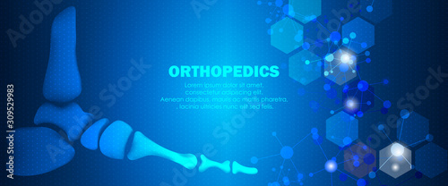 Medical orthopedic and the future of the smart hospital. Treatment for orthopedics traumatology of foot, ankle bones and joints injury. Medical presentation, hospital. Vector illustration