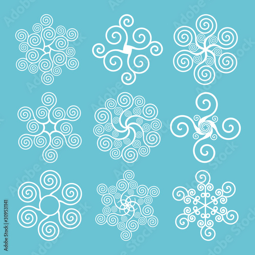 Set of vector snowflakes. Christmas design.