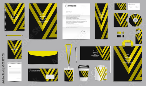 Corporate identity set branding template design kit. editable brand identity with abstract background color for Business Company and Finance Vector eps 10