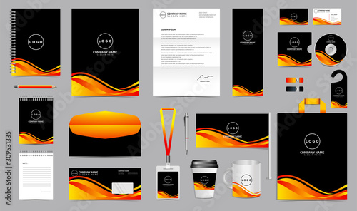 Corporate identity set branding template design kit. editable brand identity with abstract background color for Business Company and Finance Vector eps 10