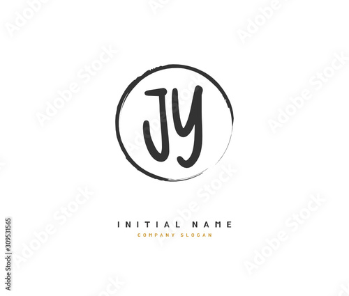 J Y JY Beauty vector initial logo, handwriting logo of initial signature, wedding, fashion, jewerly, boutique, floral and botanical with creative template for any company or business.