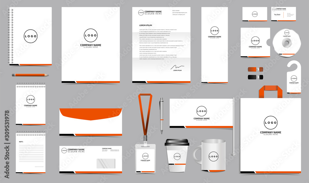 Plakat Corporate identity set branding template design kit. editable brand identity with abstract background color for Business Company and Finance Vector eps 10