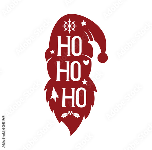ho ho ho greeting text on santa silhouette vector christmas theme for print