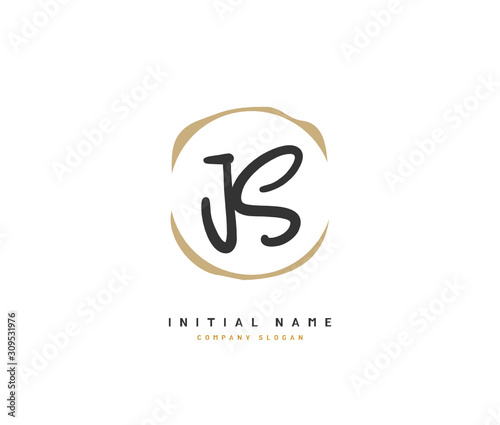 J S JS Beauty vector initial logo, handwriting logo of initial signature, wedding, fashion, jewerly, boutique, floral and botanical with creative template for any company or business.