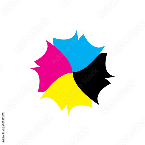 Abstract Flower with CMYK color logo design vector