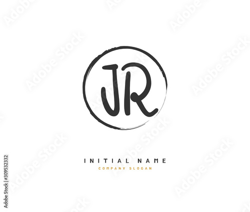 J R JR Beauty vector initial logo, handwriting logo of initial signature, wedding, fashion, jewerly, boutique, floral and botanical with creative template for any company or business.