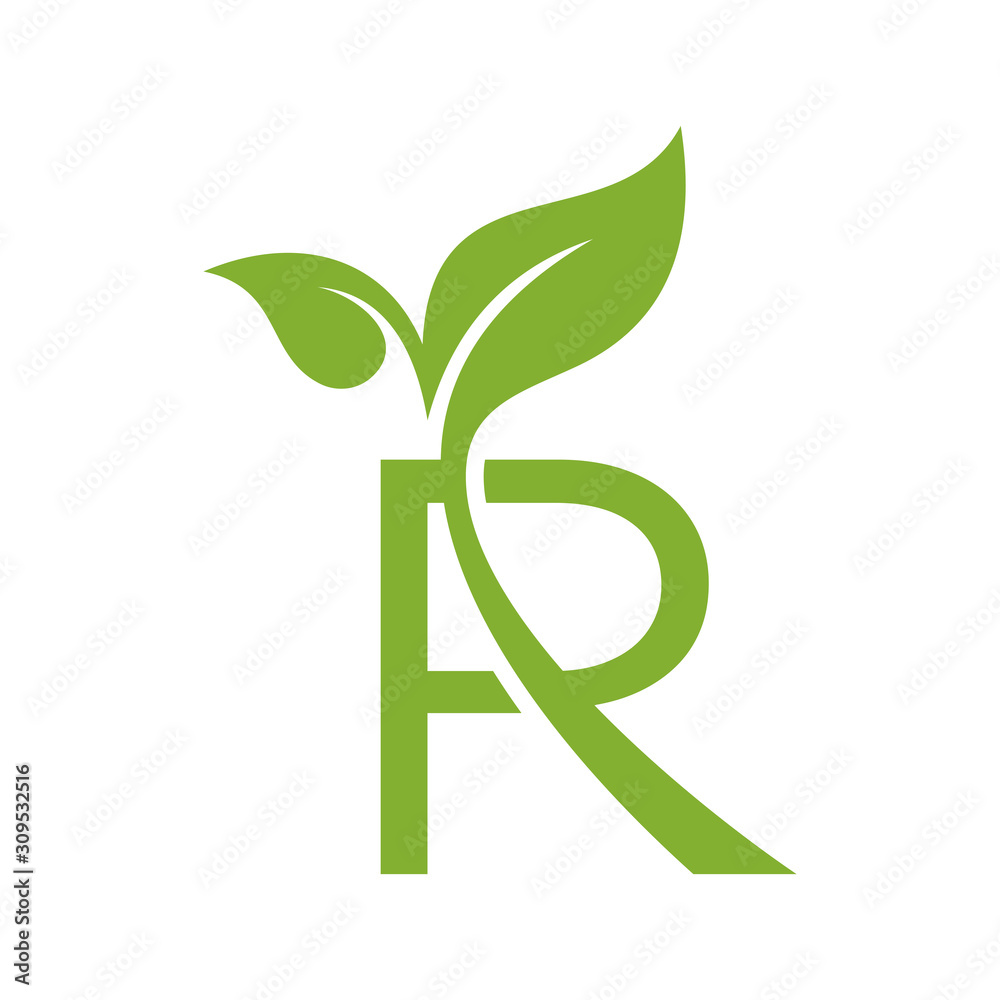 Letter R Leaf Initial Logo Design Template Stock Vector | Adobe Stock