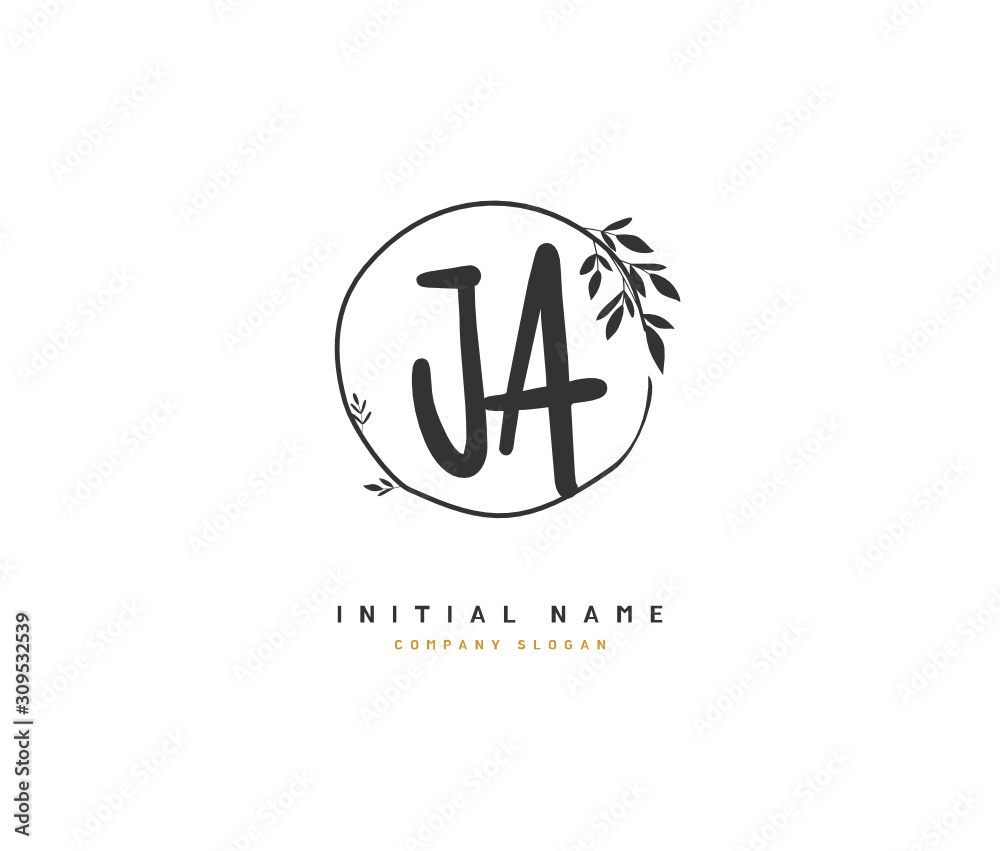 J A JA Beauty vector initial logo, handwriting logo of initial signature, wedding, fashion, jewerly, boutique, floral and botanical with creative template for any company or business. J A JA Beauty vector initial logo, handwriting logo of initial signature, wedding, fashion, jewerly, boutique, floral and botanical with creative template for any company or business.
