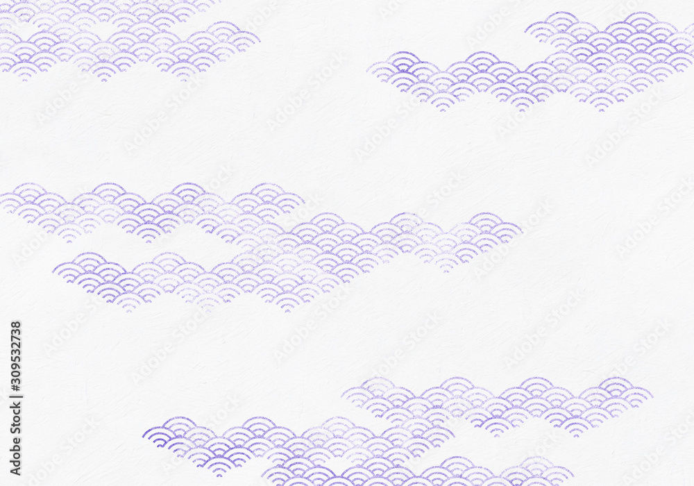 背景 青海波 波 海 伝統 模様 和風 和柄 図案 壁紙 素材 テクスチャー 紫 パープル Stock Illustration Adobe Stock