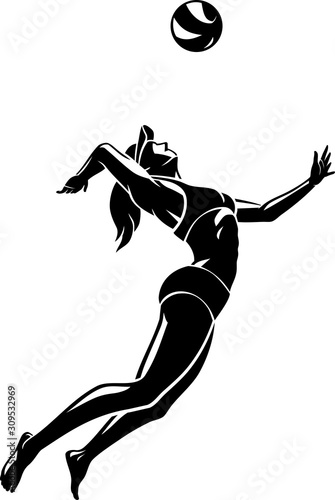 Women's Beach Volleyball, Jump Service Silhouette