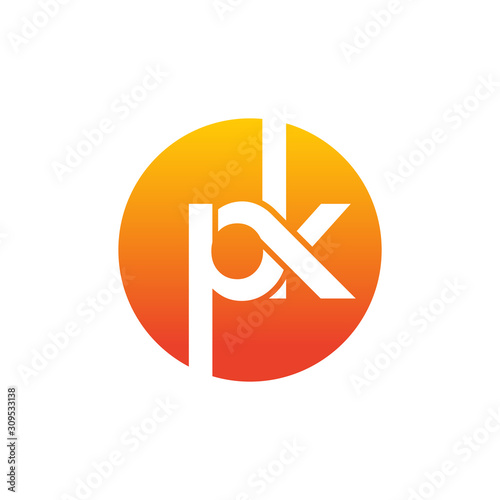 PK initial circle logo template vector	