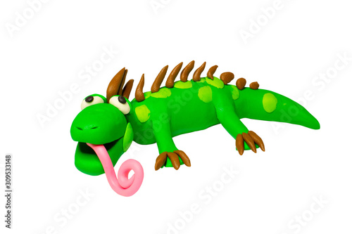 Cartoon characters  Iguana isolated on white background wiht clipping path.