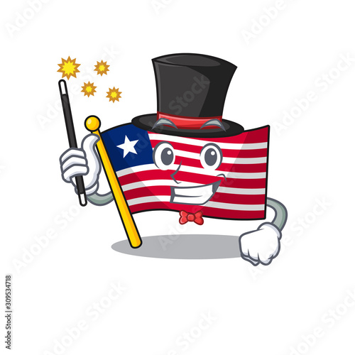 Mascot of flag liberia Scroll performance as a Magician style