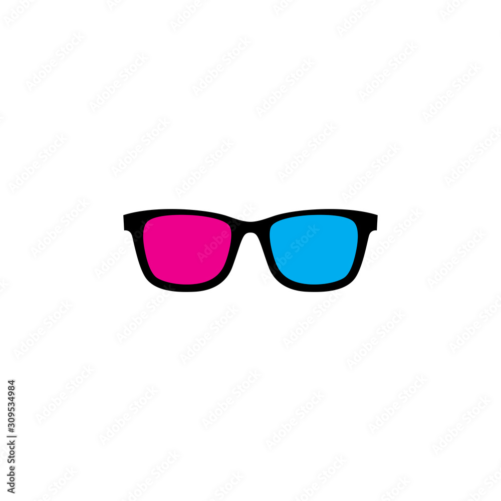 Fototapeta premium Funny and colorful 3d sunglasses with red and pink color