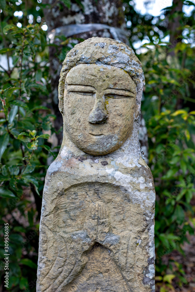 A stone image of the Buddha at Rakan-ji temple in Kasai city, Hyogo prefecture, Japan A stone image of the Buddha at Rakan-ji temple in Kasai city, Hyogo prefecture, Japan