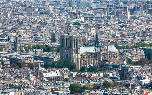 Paris, France cityscape. Notre Dame Cathedral in central Paris.