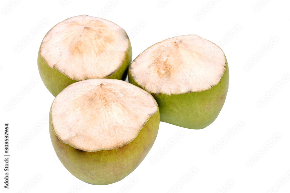 Group of coconuts ready to drink