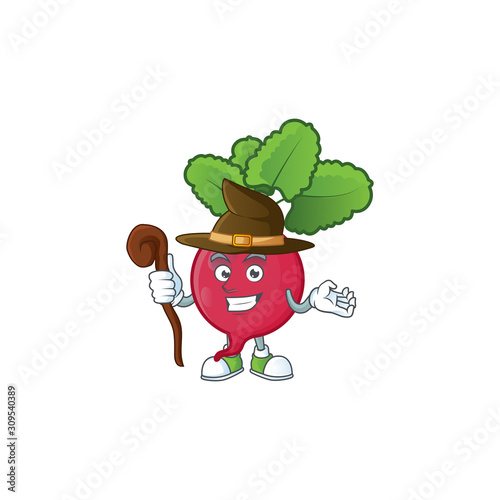 Happy Face Witch red radish cartoon character style