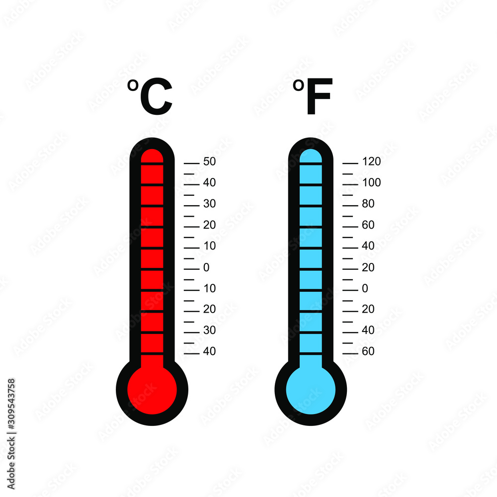 Thermometer vector icon with temperature half scale for weather Thermometer vector icon with temperature half scale for weather