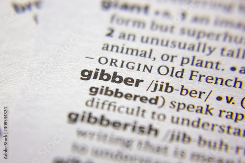 Word or phrase Gibber in a dictionary.