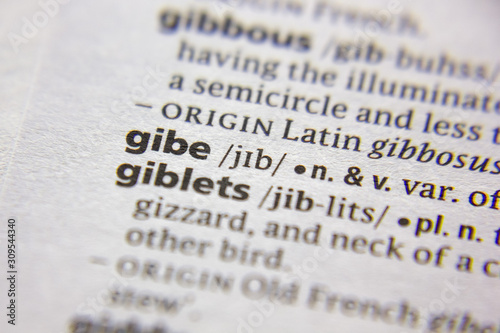 Word or phrase Gibe in a dictionary.